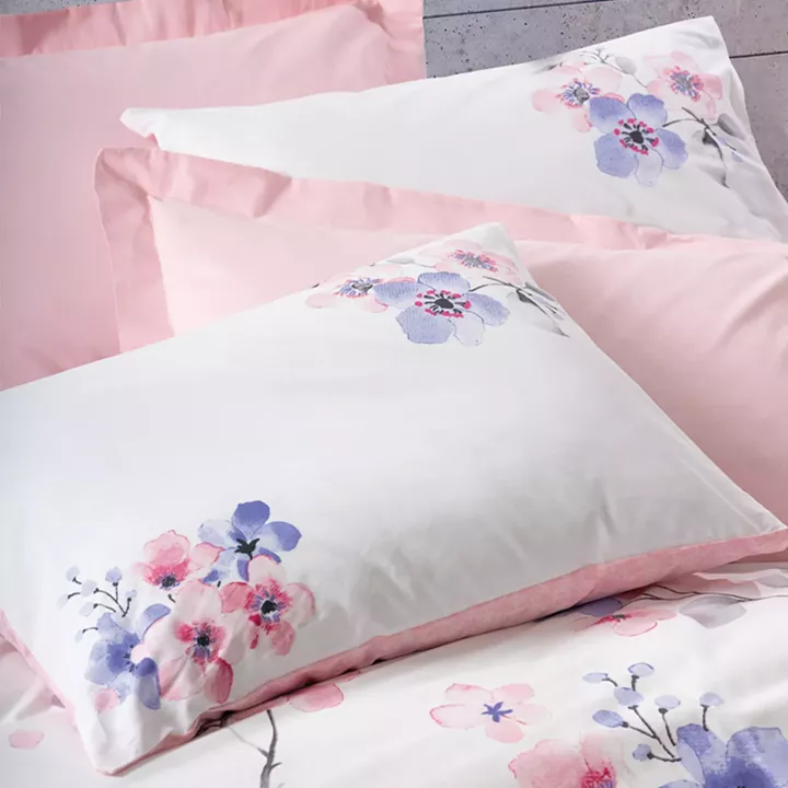 Σετ παπλωματοθήκη Jayda Cotton Box 3 τμχ Μονή (160x220) χρώμα ροζ - λευκό