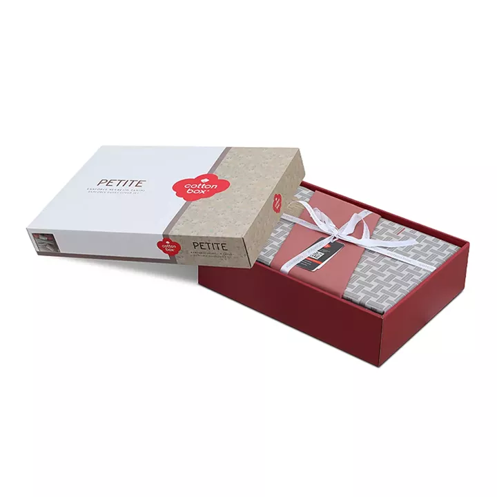 Σετ παπλωματοθήκη Mote Cotton Box 4 τμχ Διπλή (200x220) χρώμα κόκκινο - γκρι