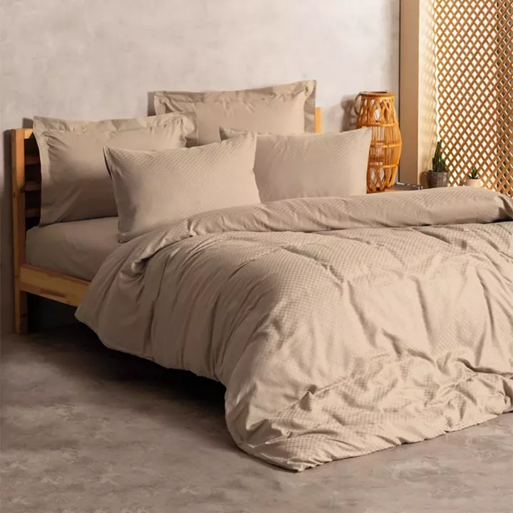 Σετ παπλωματοθήκη Plaid Cotton Box 3 τμχ Μονή (160x220) χρώμα mink