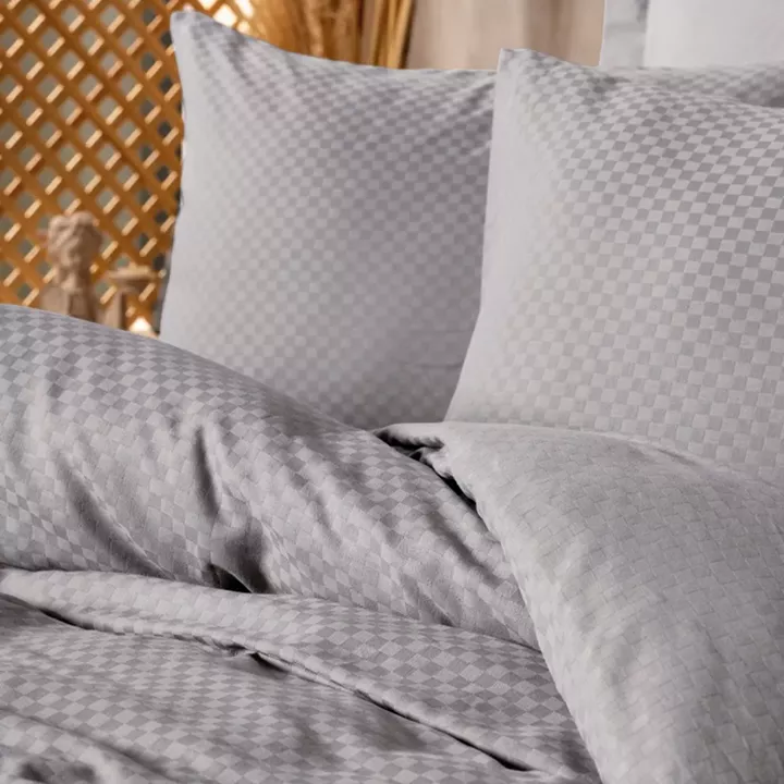 Σετ παπλωματοθήκη Plaid Cotton Box 3 τμχ Μονή (160x220) χρώμα γκρι