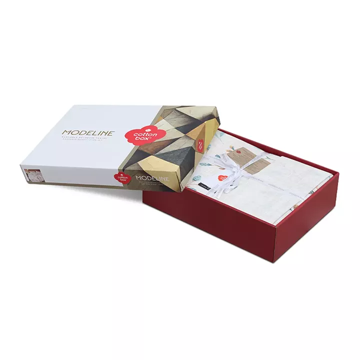 Σετ παπλωματοθήκη Lendell Cotton Box 4 τμχ Διπλή (200x220) χρώμα μέντα - λευκό