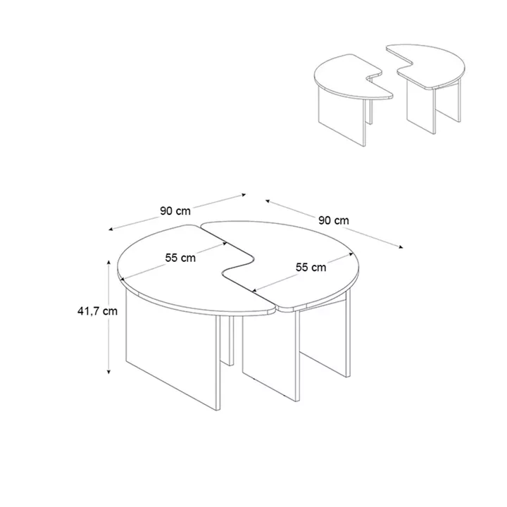 Τραπεζάκι σαλονιού σετ 2 τμχ Dorena Megapap χρώμα sencron black Ø90x41,7εκ.