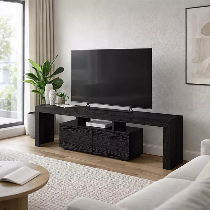 Έπιπλο τηλεόρασης Woodra Megapap χρώμα sencron black 180x31,3x50,2εκ.