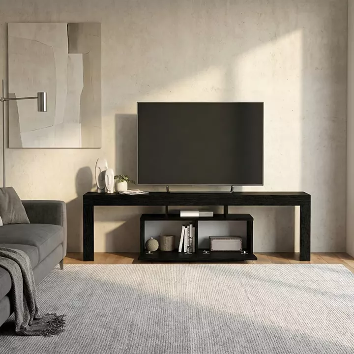 Έπιπλο τηλεόρασης Woodra Megapap χρώμα sencron black 180x31,3x50,2εκ.