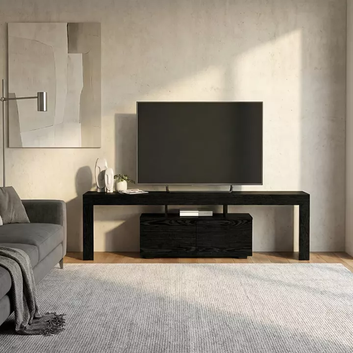 Έπιπλο τηλεόρασης Woodra Megapap χρώμα sencron black 180x31,3x50,2εκ.