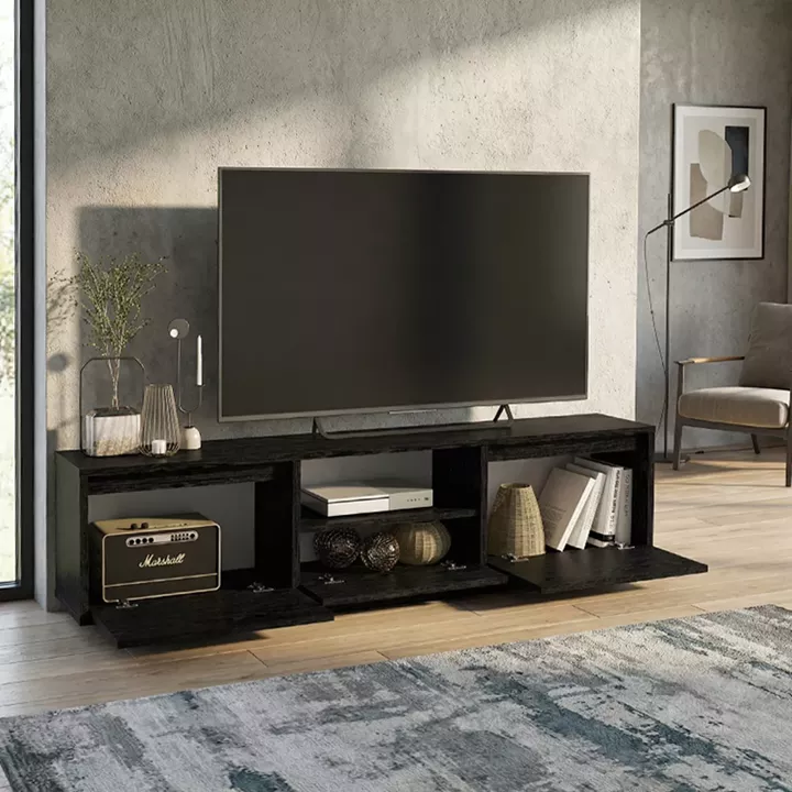 Έπιπλο τηλεόρασης Lumbera Megapap χρώμα sencron black 160x29,5x42εκ.