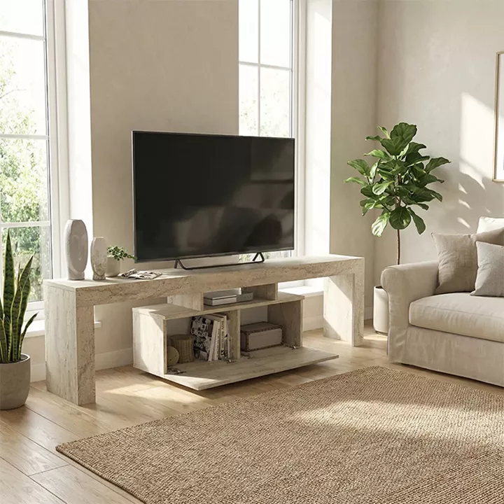 Έπιπλο τηλεόρασης Woodra Megapap χρώμα travertine 180x31,3x50,2εκ.