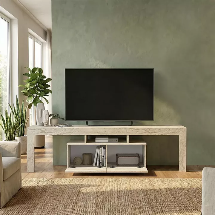 Έπιπλο τηλεόρασης Woodra Megapap χρώμα travertine 180x31,3x50,2εκ.