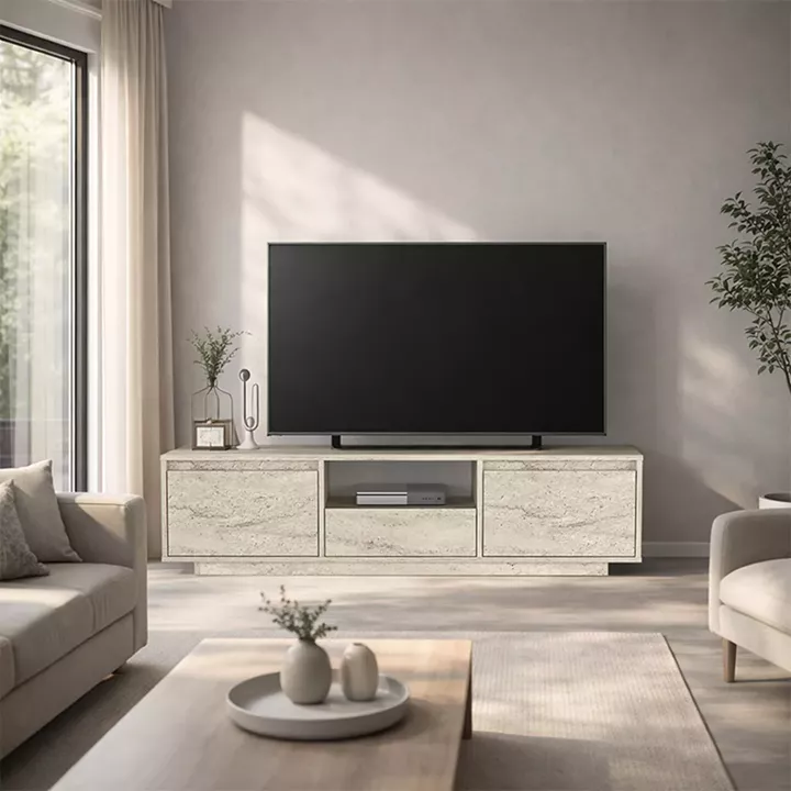 Έπιπλο τηλεόρασης Lumbera Megapap χρώμα travertine 160x29,5x42εκ.