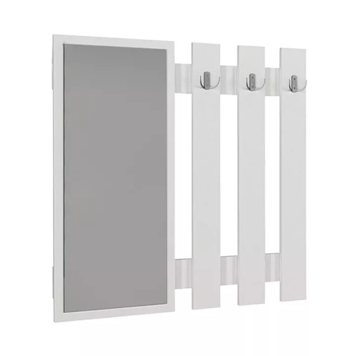 Κρεμάστρα τοίχου με καθρέπτη Folin Megapap χρώμα λευκό 90x4x90εκ.