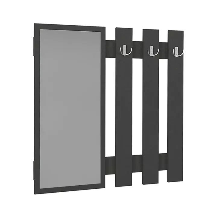 Κρεμάστρα τοίχου με καθρέπτη Folin Megapap χρώμα ανθρακί 90x4x90εκ.