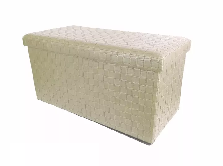 Σκαμπό Με Αποθηκευτικό Χώρο Μπεζ Δέρμα 76x38x38cm