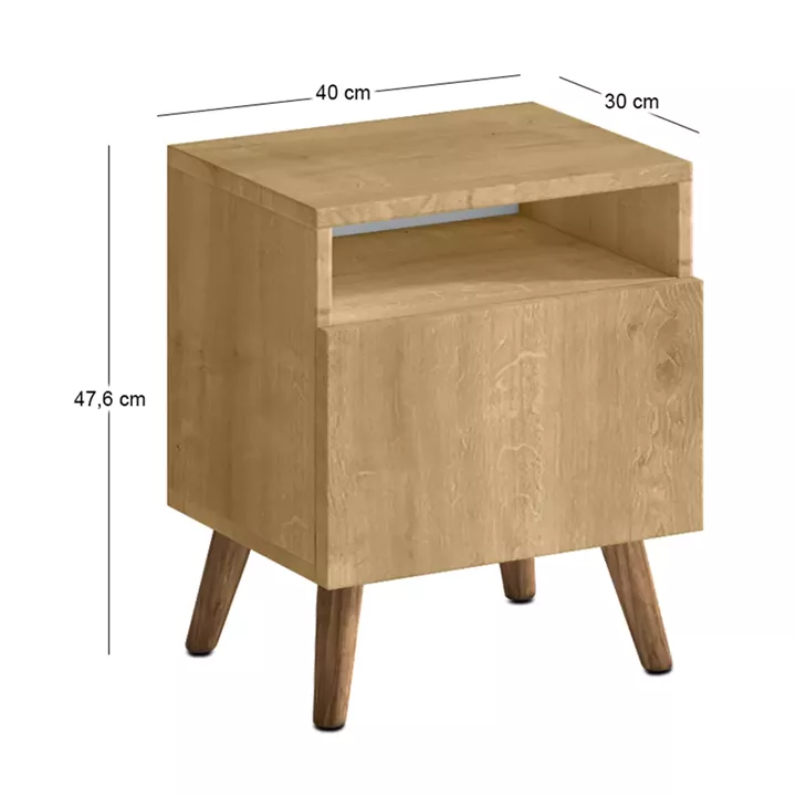 Κομοδίνο Sole Megapap χρώμα sapphire oak 40x30x47,6εκ.