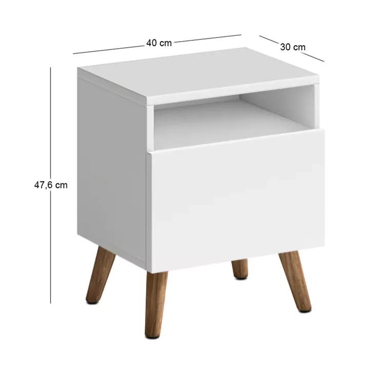 Κομοδίνο Sole Megapap χρώμα λευκό 40x30x47,6εκ.