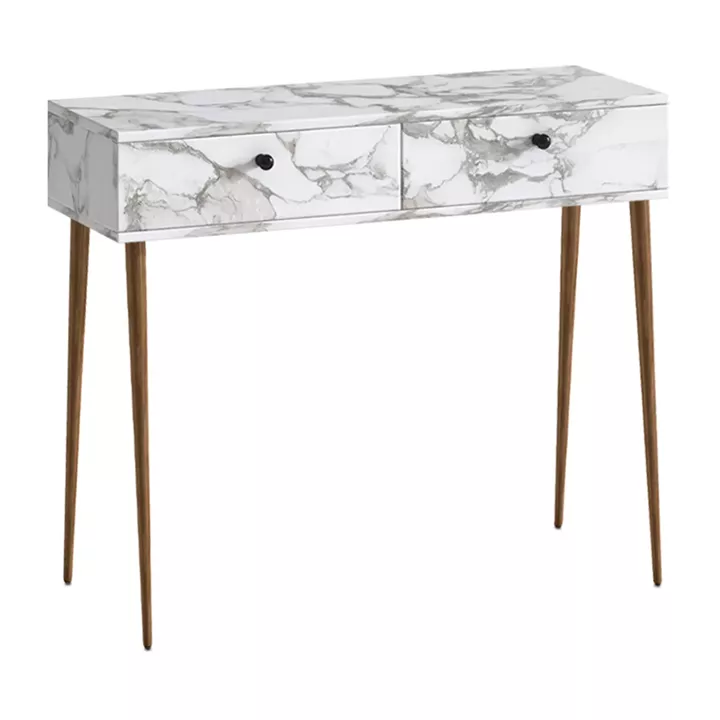 Κονσόλα Alis Megapap χρώμα λευκό εφέ μαρμάρου 110x29x88εκ.