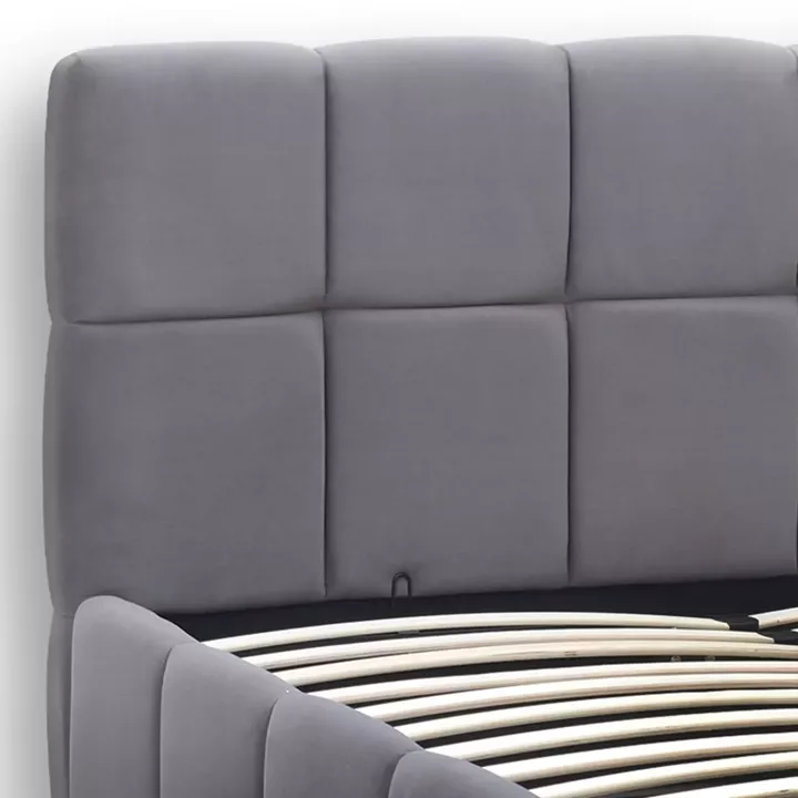 Κρεβάτι Elora Megapap βελούδινο με αποθηκευτικό χώρο χρώμα γκρι 160x200εκ.