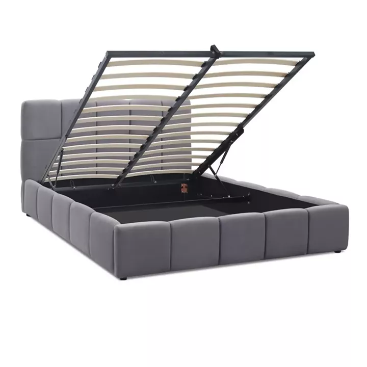 Κρεβάτι Elora Megapap βελούδινο με αποθηκευτικό χώρο χρώμα γκρι 160x200εκ.