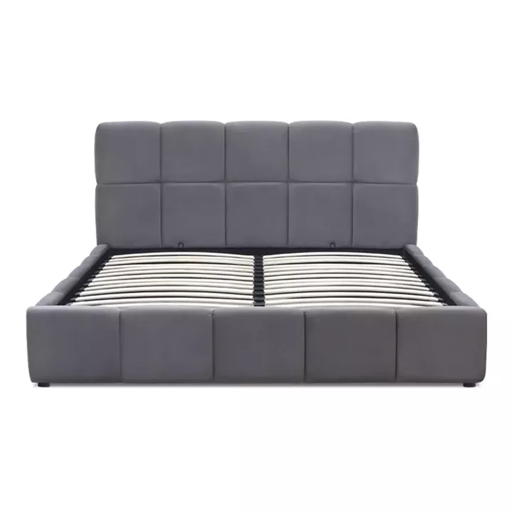 Κρεβάτι Elora Megapap βελούδινο με αποθηκευτικό χώρο χρώμα γκρι 160x200εκ.