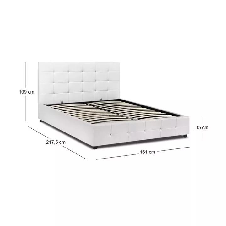 Κρεβάτι Iro Megapap από τεχνόδερμα με αποθηκευτικό χώρο χρώμα λευκό 150x200εκ.