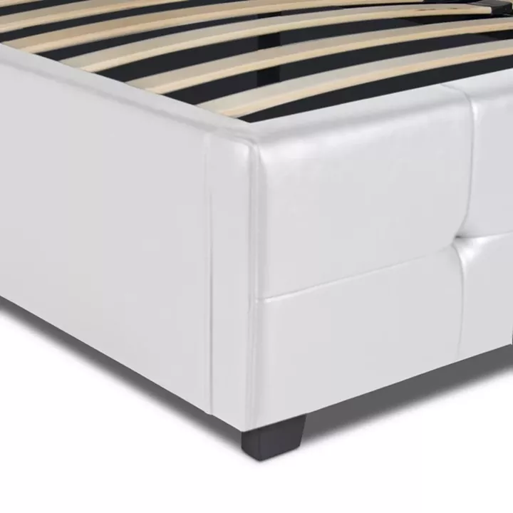 Κρεβάτι Iro Megapap από τεχνόδερμα με αποθηκευτικό χώρο χρώμα λευκό 150x200εκ.