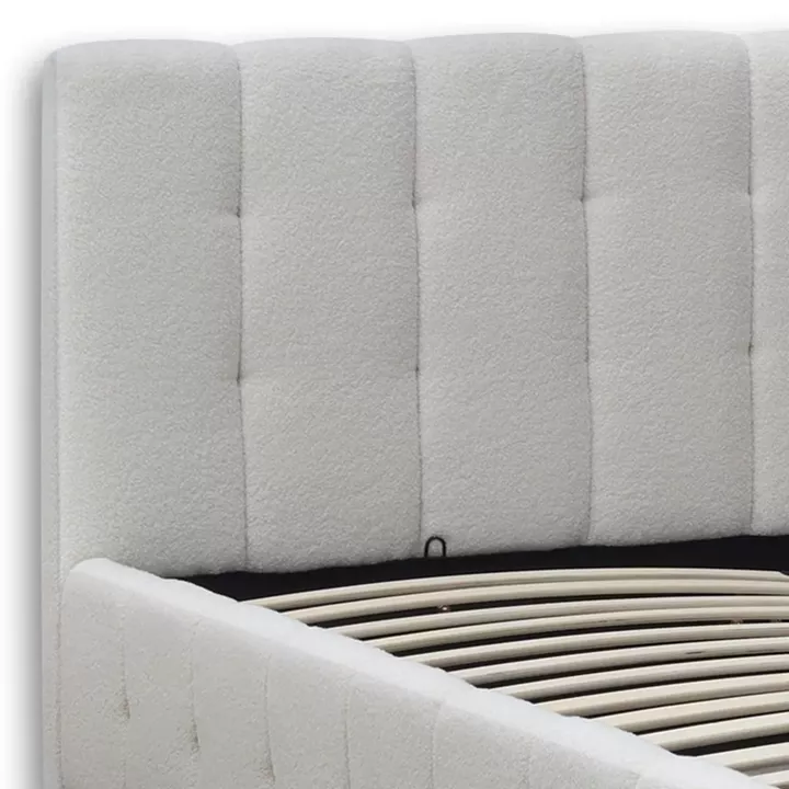 Κρεβάτι Norah Megapap μπουκλέ ύφασμα με αποθηκευτικό χώρο χρώμα ivory 160x200εκ.