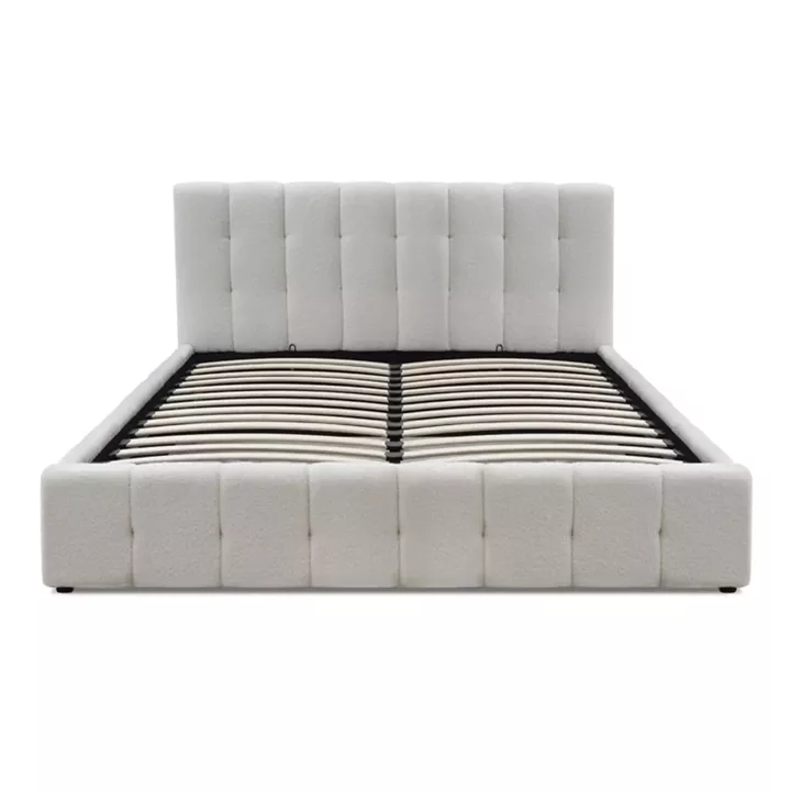 Κρεβάτι Norah Megapap μπουκλέ ύφασμα με αποθηκευτικό χώρο χρώμα ivory 160x200εκ.