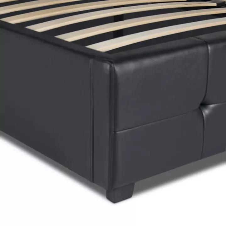 Κρεβάτι Iro Megapap από τεχνόδερμα με αποθηκευτικό χώρο χρώμα μαύρο 150x200εκ.