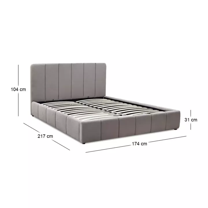 Κρεβάτι Nival Megapap υφασμάτινο με αποθηκευτικό χώρο χρώμα μπεζ 160x200εκ.