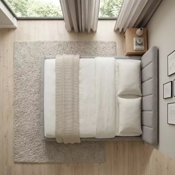 Κρεβάτι Nival Megapap υφασμάτινο με αποθηκευτικό χώρο χρώμα μπεζ 160x200εκ.