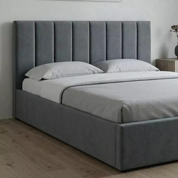 Κρεβάτι Renata Megapap υφασμάτινο με αποθηκευτικό χώρο χρώμα γκρι 150x200εκ.