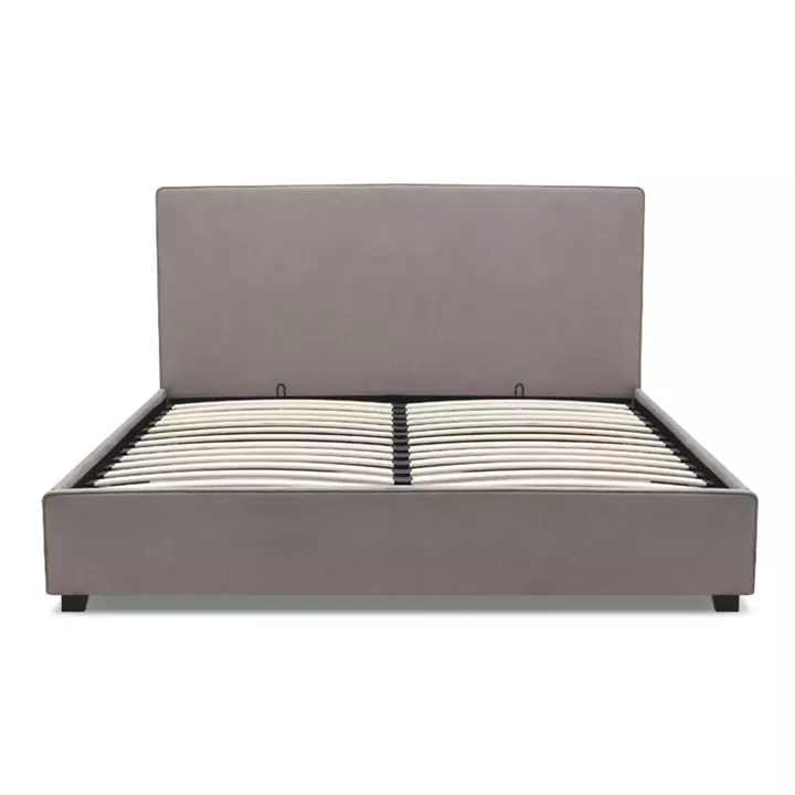 Κρεβάτι Verona Megapap υφασμάτινο με αποθηκευτικό χώρο χρώμα γκρι - μπεζ 160x200εκ.