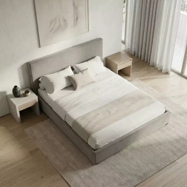 Κρεβάτι Verona Megapap υφασμάτινο με αποθηκευτικό χώρο χρώμα γκρι - μπεζ 160x200εκ.