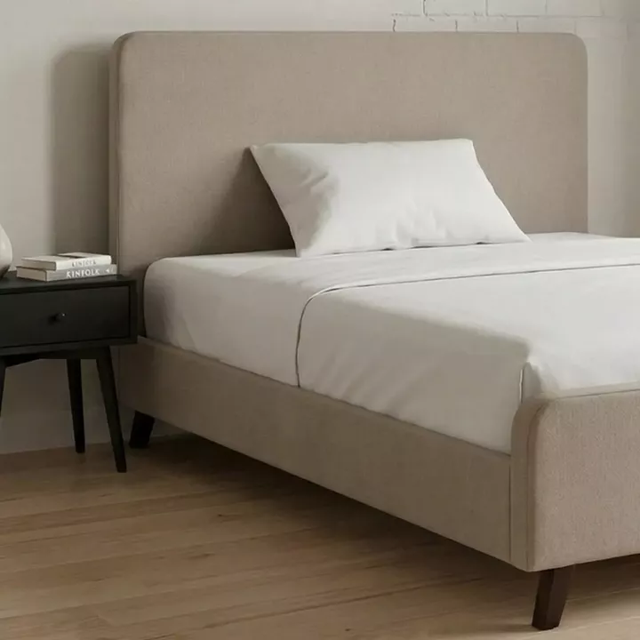 Κρεβάτι Ovelia Megapap υφασμάτινο χρώμα μπεζ 120x200εκ.