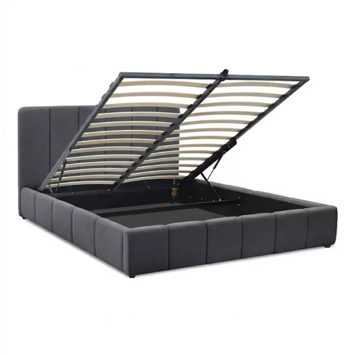 Κρεβάτι Nival Megapap υφασμάτινο με αποθηκευτικό χώρο χρώμα ανθρακί 160x200εκ.