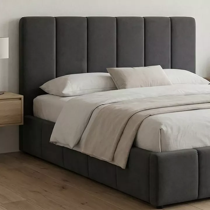 Κρεβάτι Nival Megapap υφασμάτινο με αποθηκευτικό χώρο χρώμα ανθρακί 160x200εκ.