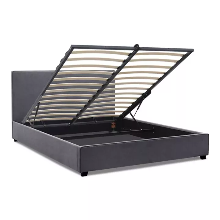 Κρεβάτι Verona Megapap υφασμάτινο με αποθηκευτικό χώρο χρώμα ανθρακί 160x200εκ.