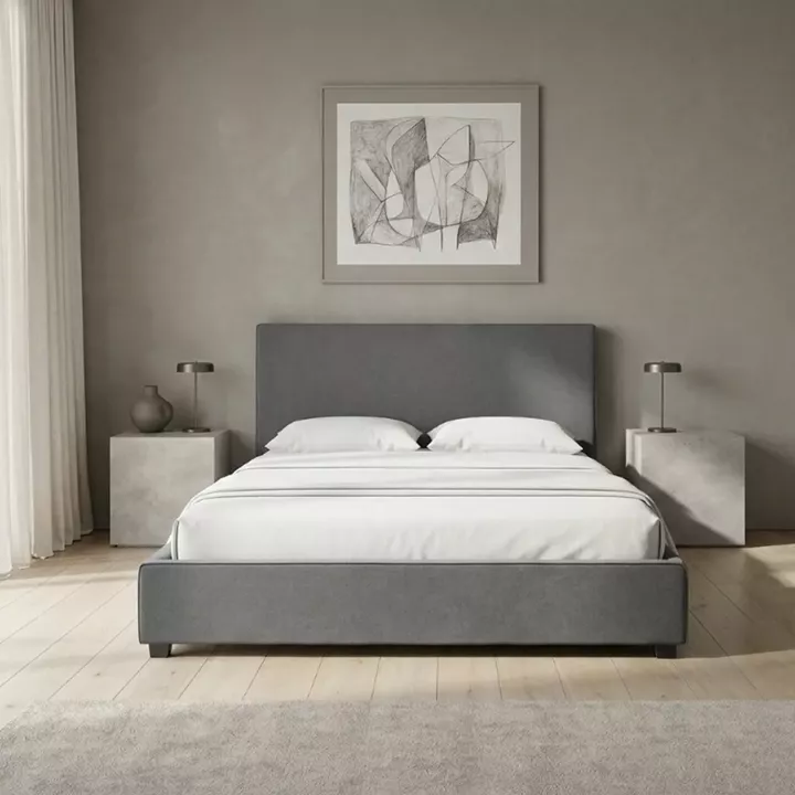 Κρεβάτι Verona Megapap υφασμάτινο με αποθηκευτικό χώρο χρώμα ανθρακί 160x200εκ.