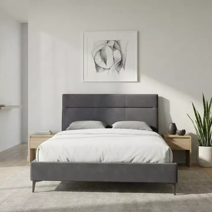 Κρεβάτι Marvel Megapap υφασμάτινο χρώμα ανθρακί 160x200εκ.