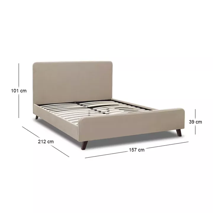 Κρεβάτι Ovelia Megapap υφασμάτινο χρώμα μπεζ 150x200εκ.