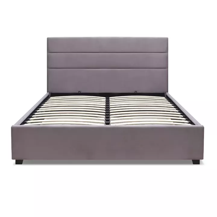 Κρεβάτι Olmo Megapap βελούδινο με αποθηκευτικό χώρο χρώμα γκρι 160x200εκ.