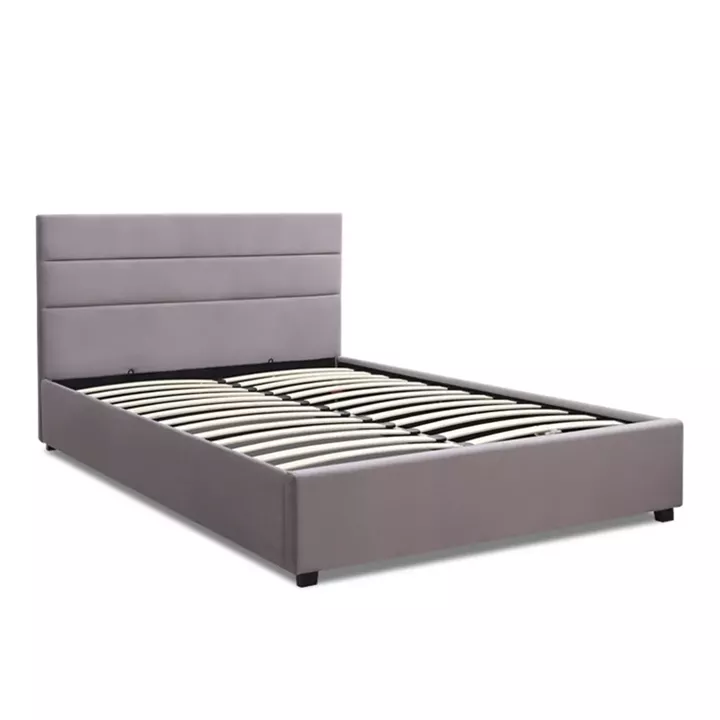 Κρεβάτι Olmo Megapap βελούδινο με αποθηκευτικό χώρο χρώμα γκρι 160x200εκ.