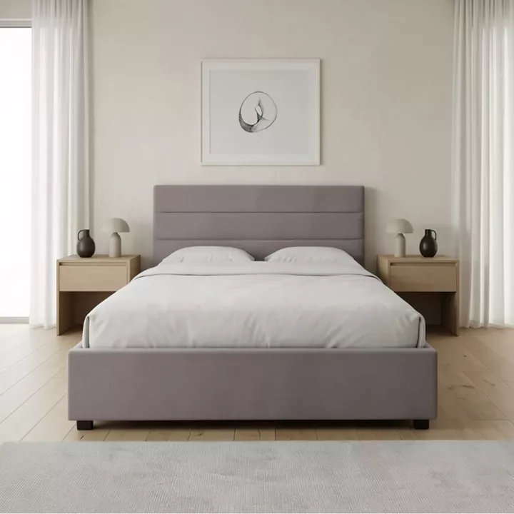 Κρεβάτι Olmo Megapap βελούδινο με αποθηκευτικό χώρο χρώμα γκρι 160x200εκ.