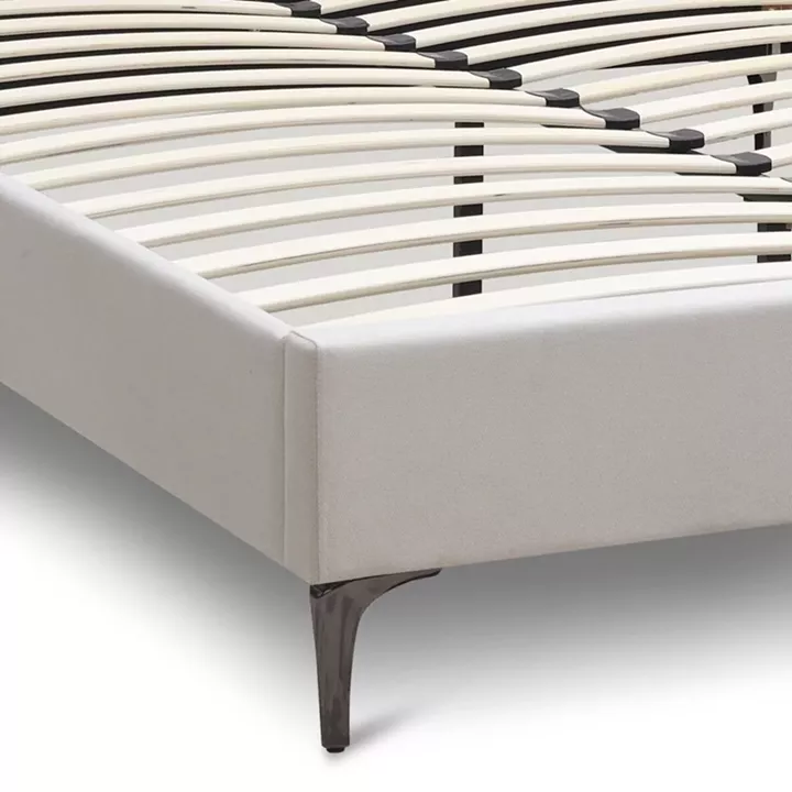 Κρεβάτι Mirel Megapap υφασμάτινο χρώμα ανοιχτό μπεζ 160x200εκ.