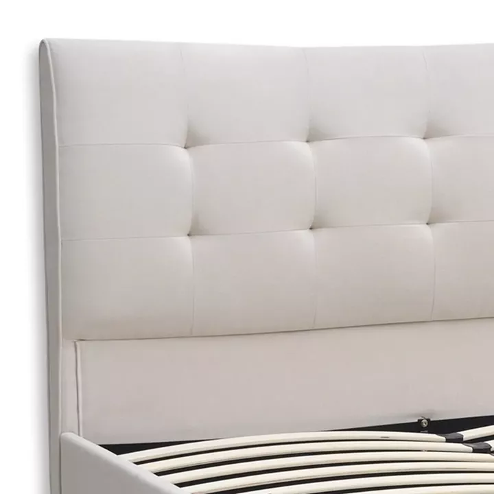 Κρεβάτι Mirel Megapap υφασμάτινο χρώμα ανοιχτό μπεζ 160x200εκ.