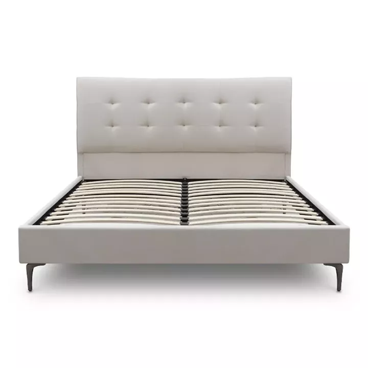 Κρεβάτι Mirel Megapap υφασμάτινο χρώμα ανοιχτό μπεζ 160x200εκ.