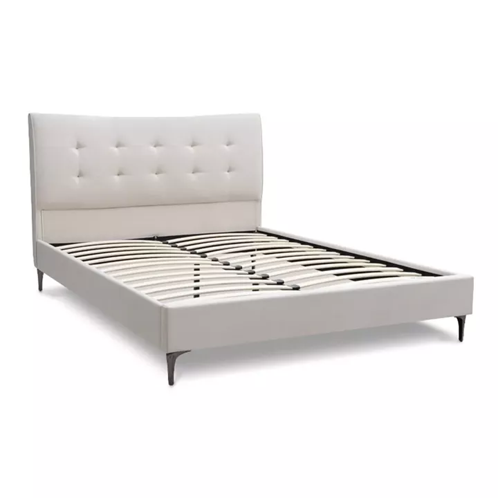 Κρεβάτι Mirel Megapap υφασμάτινο χρώμα ανοιχτό μπεζ 160x200εκ.