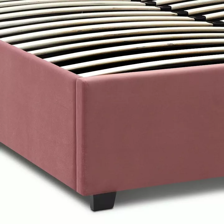 Κρεβάτι Kingston Megapap βελούδινο με αποθηκευτικό χώρο χρώμα σάπιο μήλο 160x200εκ.