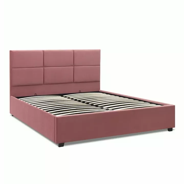 Κρεβάτι Kingston Megapap βελούδινο με αποθηκευτικό χώρο χρώμα σάπιο μήλο 160x200εκ.