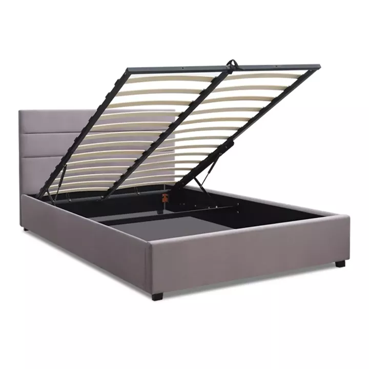 Κρεβάτι Olmo Megapap βελούδινο με αποθηκευτικό χώρο χρώμα γκρι 150x200εκ.