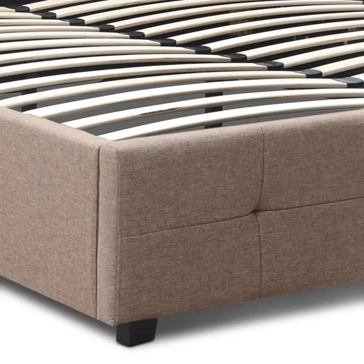 Κρεβάτι Iro Megapap υφασμάτινο με αποθηκευτικό χώρο χρώμα μπεζ - καφέ 160x200εκ.